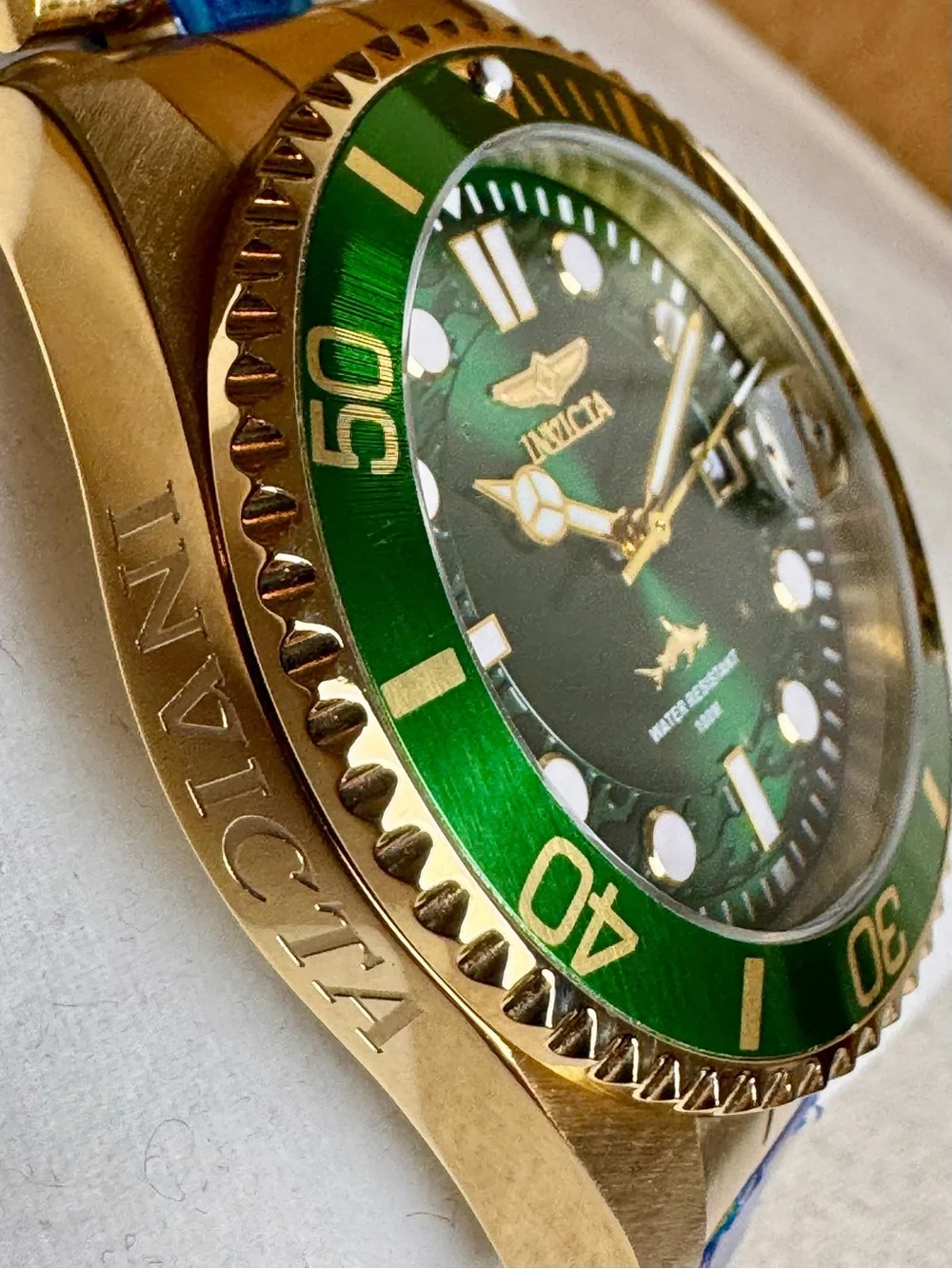 Invicta Pro Diver Green/Gold 43mm Quartz Watch NWT
